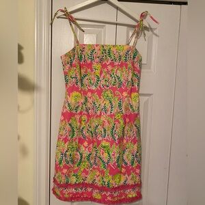 Lilly Pulitzer Millionaires Row Jungle Print Tie  Strap Sun Dress ruffle hem 10